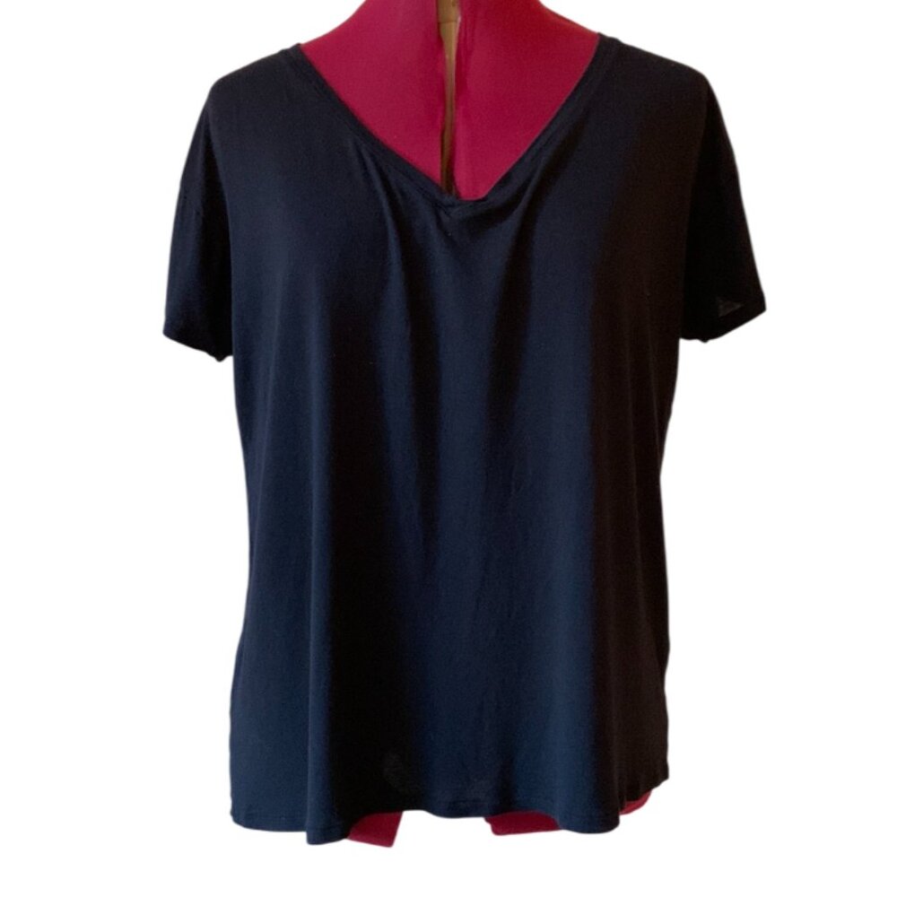 TWIK - Black loose V-Neck short sleeves - T-Shirt - Large